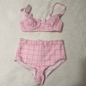 Stoney Clover for Target Pink Plaid High-Waist Bikini Set